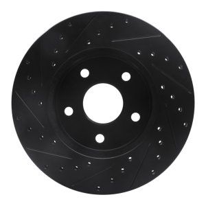 Jeep Grand Cherokee Brake Rotor (1) - Front Right - R1 Concepts - Drilled & Slotted - Black - `99-`04